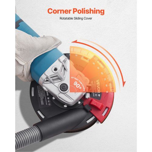 Vinkelsliper med roterende beskyttelse for sliping av hjørner og kanter.